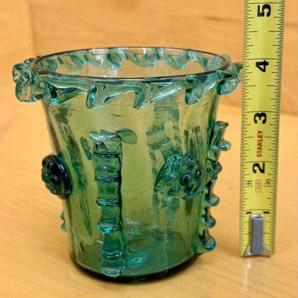 vintage Gordiola Spanish Turquoise Glass vase - Picture 5 of 5